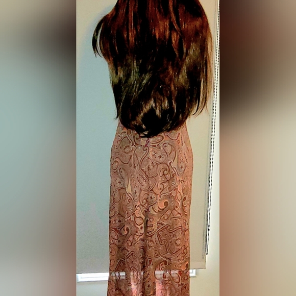 Victoria's Secret Vintage Rust Paisley Strapless Slip Dress Cutout Maxi Dress XS - Picture 4 of 15
